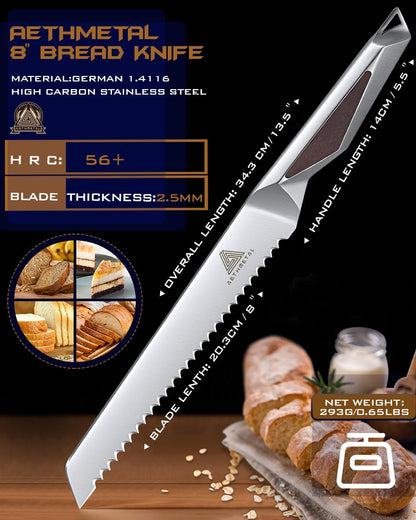 7 Inch Santoku Knife, Full Tang Kitchen Knife with Hollow-Ground Blade, High Carbon Stainless Steel Chef Knife for Meat, Vegetables & Fruits, Ergonomic Metal Handle, Premium Gift Box