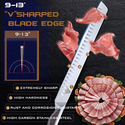 7 Inch Santoku Knife, Full Tang Kitchen Knife with Hollow-Ground Blade, High Carbon Stainless Steel Chef Knife for Meat, Vegetables & Fruits, Ergonomic Metal Handle, Premium Gift Box