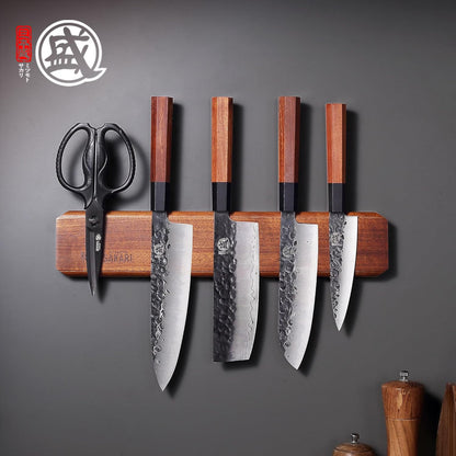 16-Inch Acacia Magnetic Knife Holder | Wall-mounted acacia magnetic strip for chef knives, kitchen shears, pizza cutters and metal tools