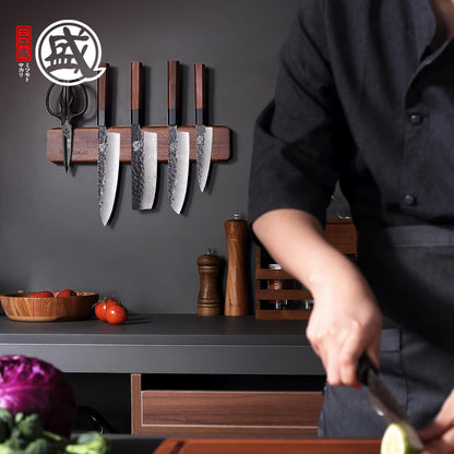 16-Inch Acacia Magnetic Knife Holder | Wall-mounted acacia magnetic strip for chef knives, kitchen shears, pizza cutters and metal tools