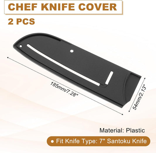 2Pcs PP Universal Knife Cover, Knife Protector Sleeve for 7" Santoku Knife Blade Guard for Kitchen, Dining Room, Black