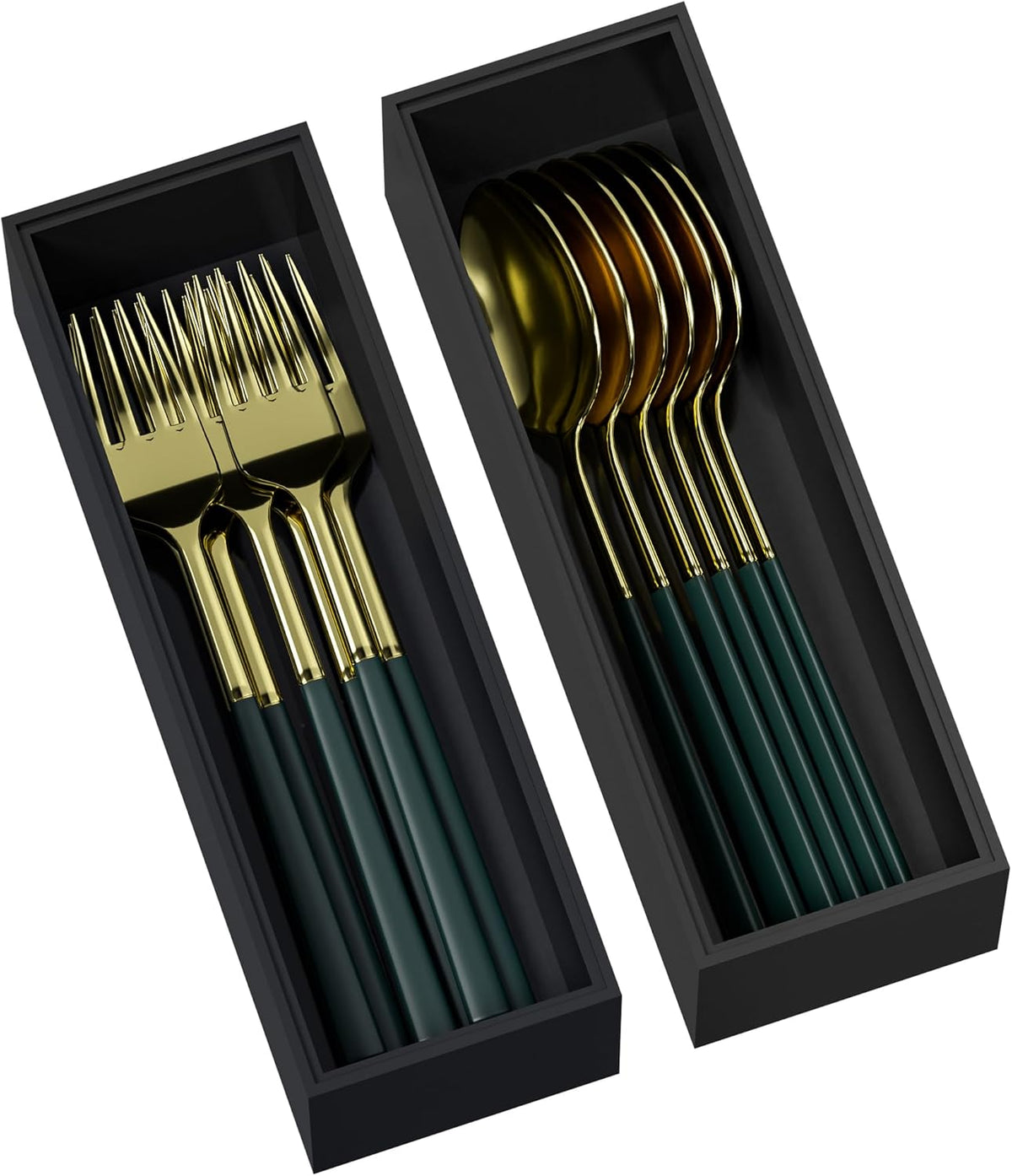Kitchen Drawer Organizer Bins, Stackable Bamboo Deep Drawer Organizer for Silverware, Utensils, Cutlery, Flatware, Junk Drawer, Dresser, Bathroom, 15" x 6" x 2.5" (Set of 2)