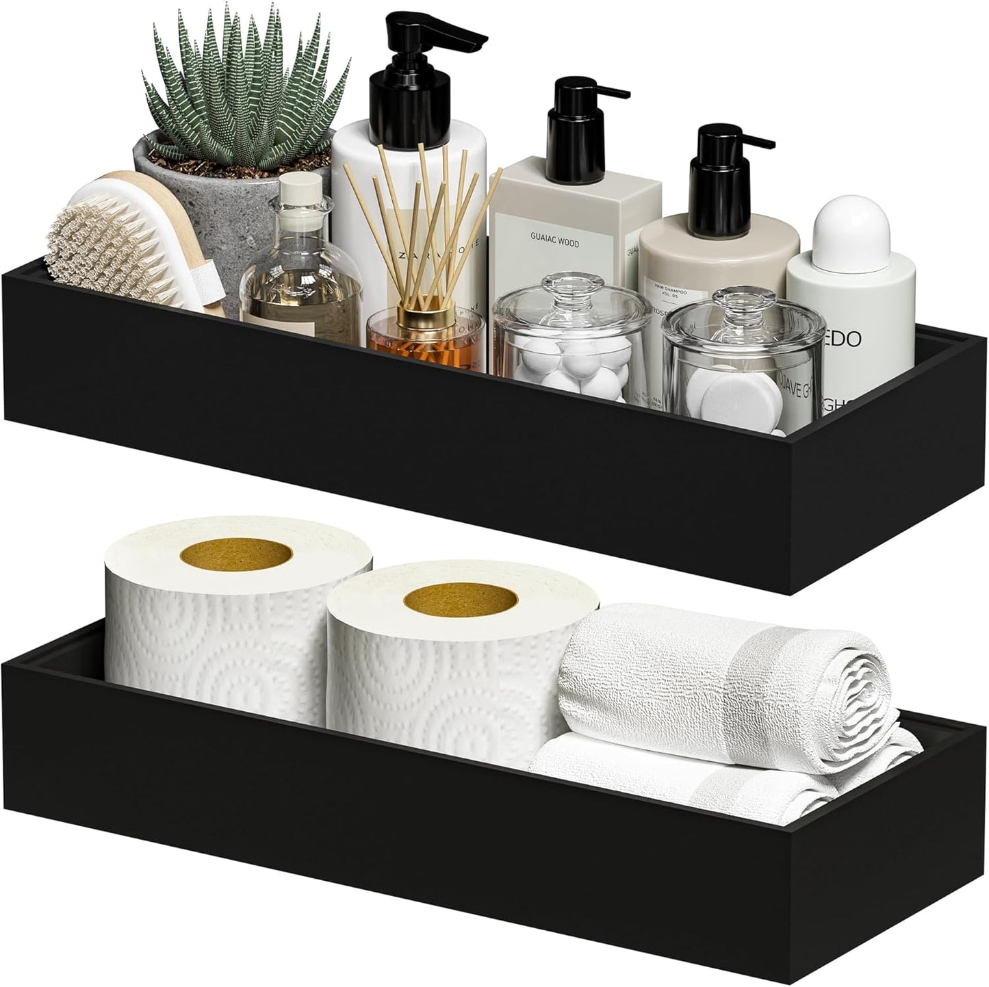 Kitchen Drawer Organizer Bins, Stackable Bamboo Deep Drawer Organizer for Silverware, Utensils, Cutlery, Flatware, Junk Drawer, Dresser, Bathroom, 15" x 6" x 2.5" (Set of 2)