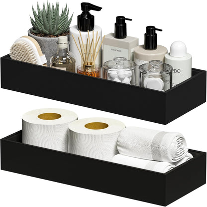 Kitchen Drawer Organizer Bins, Stackable Bamboo Deep Drawer Organizer for Silverware, Utensils, Cutlery, Flatware, Junk Drawer, Dresser, Bathroom, 15" x 6" x 2.5" (Set of 2)