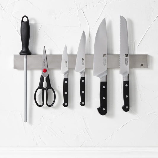 Pro 7-pc Knife Set w 17.5" Stainless Magnetic Knife Bar