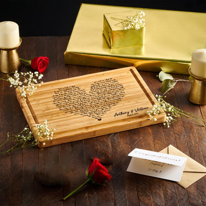 Personalized Cutting Board, Custom Bamboo Engraved Charcuterie Boards - Best Present for Wedding, Bridal Shower, Engagement, Anniversary, Housewarming, Gift Idea for Couples Bride, Parent, Family