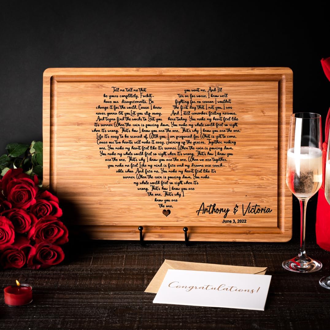 Personalized Cutting Board, Custom Bamboo Engraved Charcuterie Boards - Best Present for Wedding, Bridal Shower, Engagement, Anniversary, Housewarming, Gift Idea for Couples Bride, Parent, Family