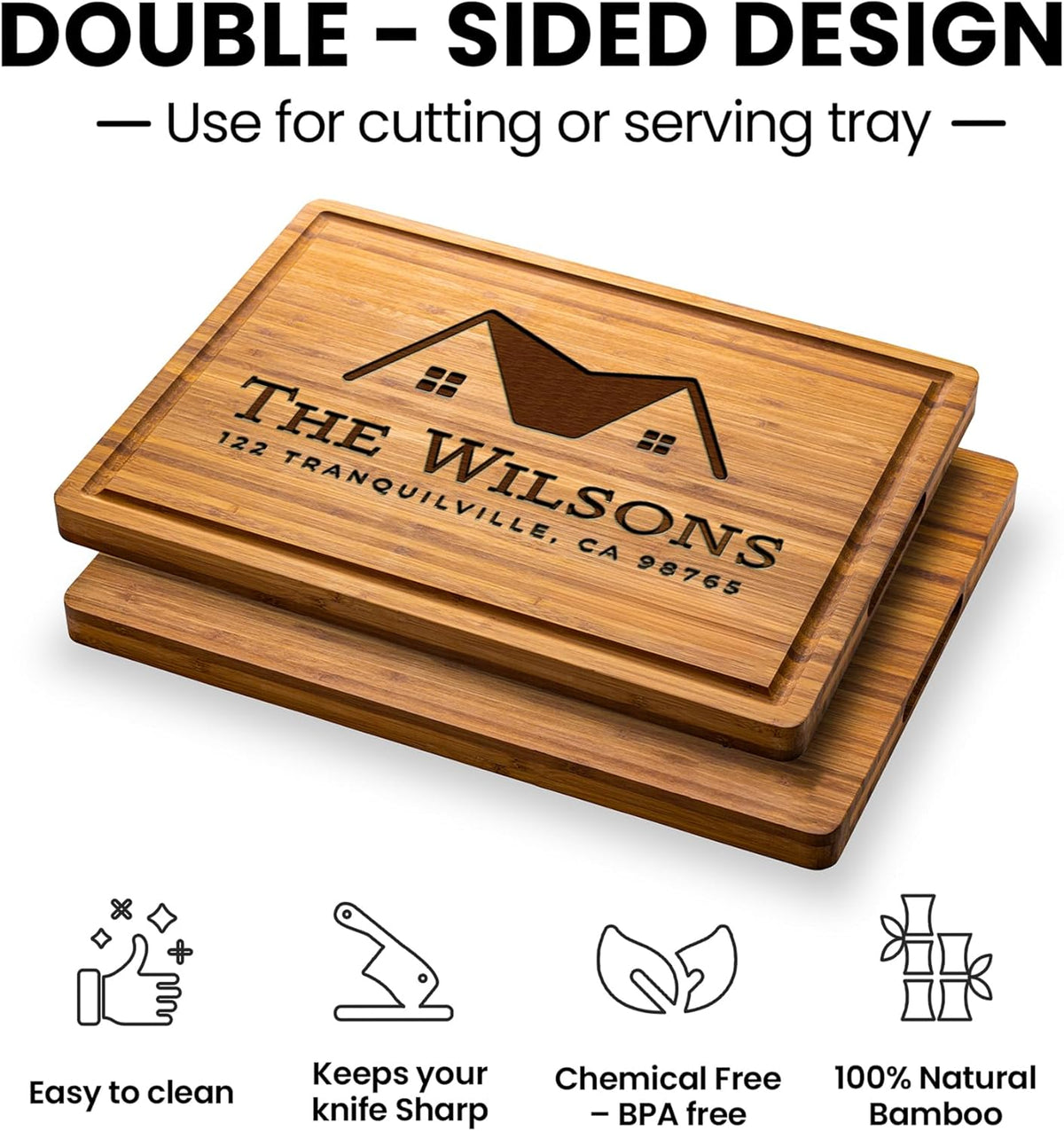 Personalized Cutting Board, Custom Bamboo Engraved Charcuterie Boards - Best Present for Wedding, Bridal Shower, Engagement, Anniversary, Housewarming, Gift Idea for Couples Bride, Parent, Family