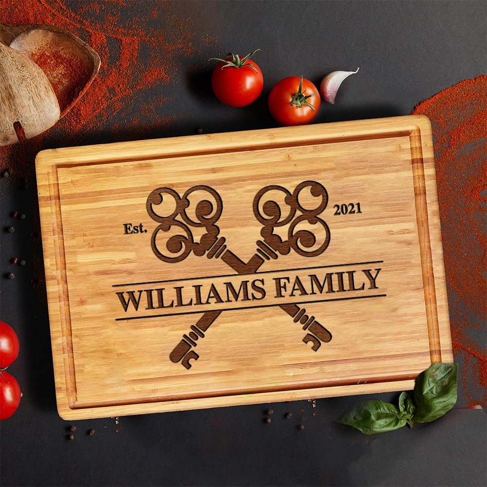 Personalized Cutting Board, Custom Bamboo Engraved Charcuterie Boards - Best Present for Wedding, Bridal Shower, Engagement, Anniversary, Housewarming, Gift Idea for Couples Bride, Parent, Family