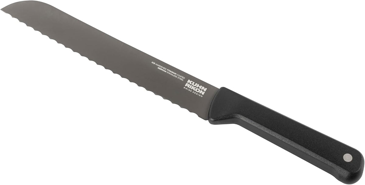 ICED Bread Knife 7.87 Inch, Ice Hardened German Stainless Steel, Razor Sharp Titanium Coated Serrated Blade, Precision Everyday Kitchen Knife