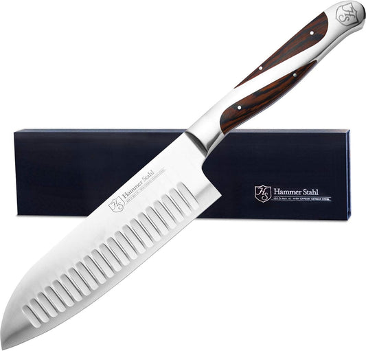 5.5 Inch Japanese Style Santoku Knife | | High Carbon Stainless Steel Kitchen Knife | Razor Sharp Multipurpose Chopping Knife for Meat, Vegetable & Fruit with Ergonomic Handle & Gift Box