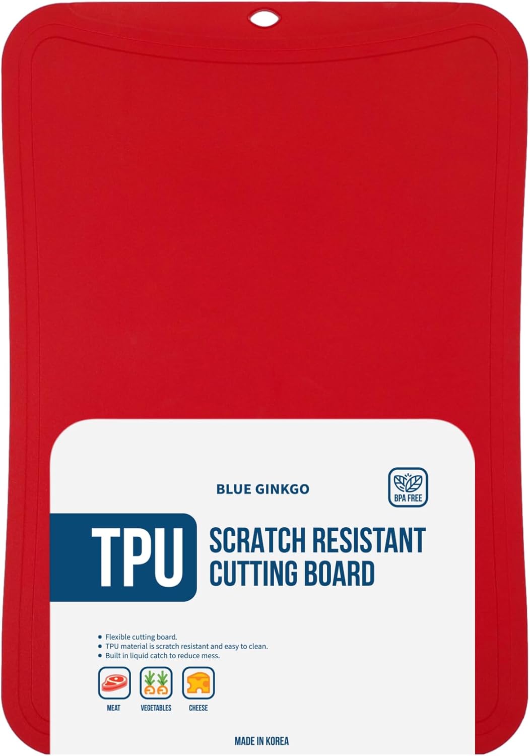 TPU Cutting Board, Medium, Made in Korea, Red | Gentle on Knife Edges. Flexible and Durable.