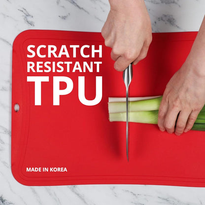 TPU Cutting Board, Medium, Made in Korea, Red | Gentle on Knife Edges. Flexible and Durable.