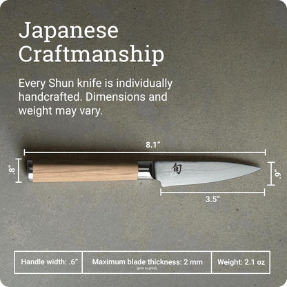 Classic Blonde 3.5" Paring Knife | Handcrafted Japanese Vegetable & Fruit Knife, VG-MAX Core, Damascus Stainless Steel Cladding, Pakkawood Handle