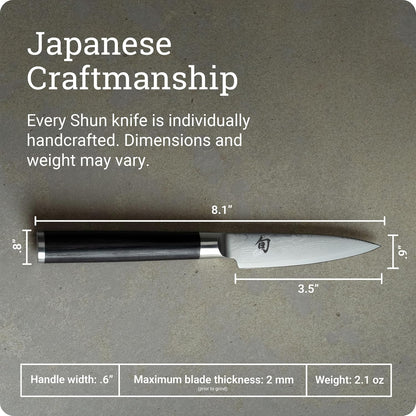 Classic Blonde 3.5" Paring Knife | Handcrafted Japanese Vegetable & Fruit Knife, VG-MAX Core, Damascus Stainless Steel Cladding, Pakkawood Handle