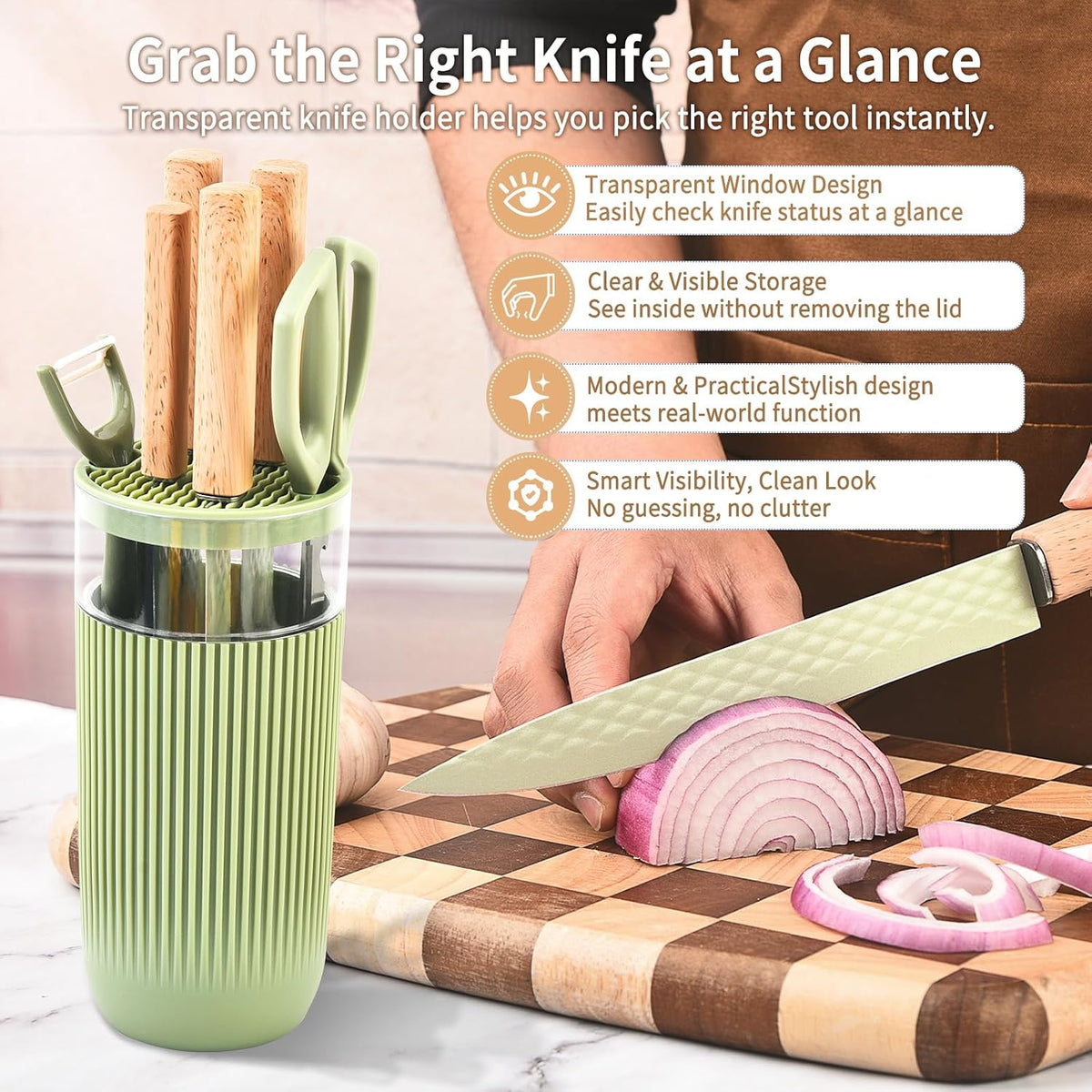 Knife Set, 7-Piece Kitchen Knife Set with Sharp Chef and Meat Knives, Anti-Rust Utility Knives Set for Kitchen, Kitchen Knife Block Set – Black