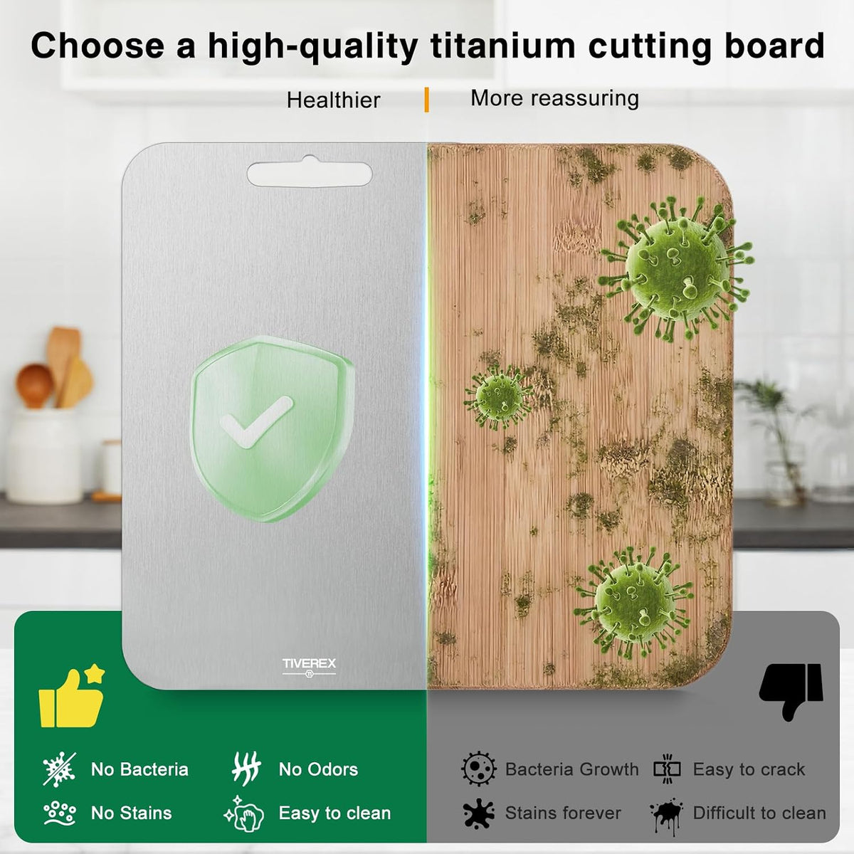Titanium Cutting Board Set of 3, 100% Pure Titanium Cutting Boards for Kitchen, Easy to clean, Dishwasher, Double Sided Non Toxic Food-Grade Chopping Boards for Meats, Fruits and Vegetables