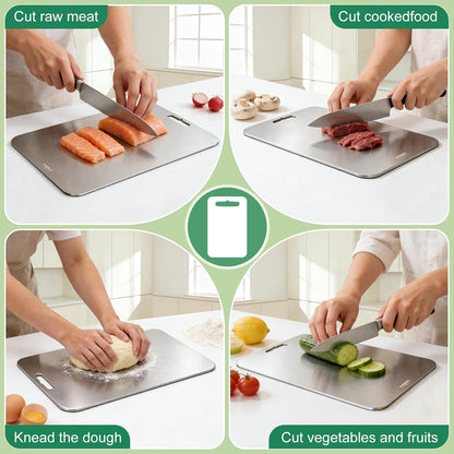 Titanium Cutting Board Set of 3, 100% Pure Titanium Cutting Boards for Kitchen, Easy to clean, Dishwasher, Double Sided Non Toxic Food-Grade Chopping Boards for Meats, Fruits and Vegetables