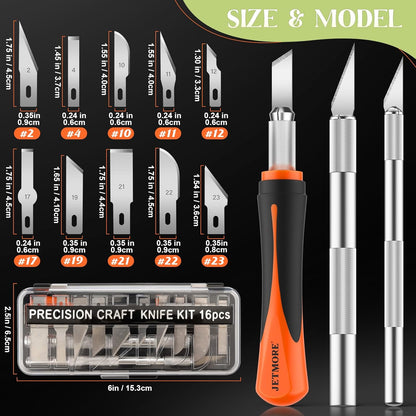 16 Pcs Exacto Knife, Craft Knives with 13 SK5 Steel Blades for Art | Exacto knife for crafting supports carving, modeling and scrapbooking, Precision knife design suits paper, stencils and art