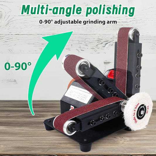 Mini Belt Sander, 90° Electric Knife Sharpener Bench Grinder Sanding Machine, Small Bench Grinder Kit DIY Polishing Grinding Tool For Knife Making, Wood Metal Working, Handcraft