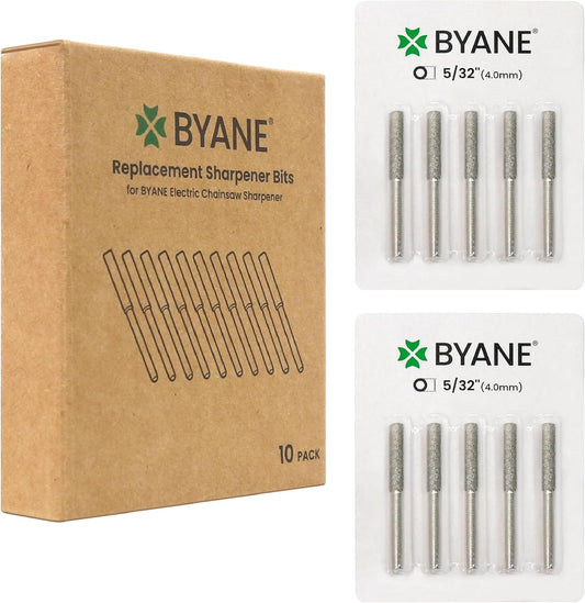 Diamond Chainsaw Sharpening Bits for Carbide Chain - 5/32''(4.0mm) | 10PCS Grinding Stones, Optimized for Carbide & Standard Chains, Electric Grinder Replacement