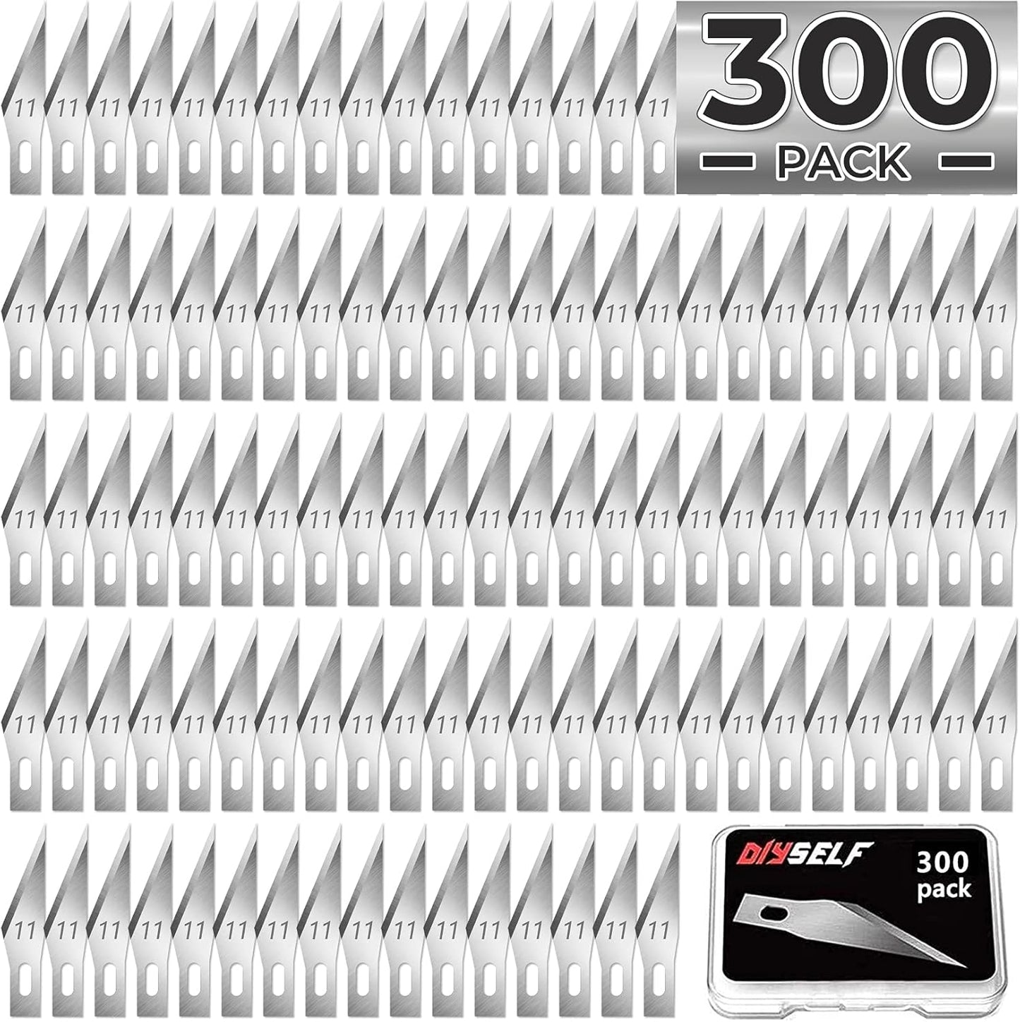 300 PCS Exacto Knife Blades 11, Craft Hobby Knife Exacto Blades | High Carbon Steel Exacto Blades, Craft Knife Blade, #11 Exacto Knife Refill Blade with Storage Case for Scrapbooking, Stencil