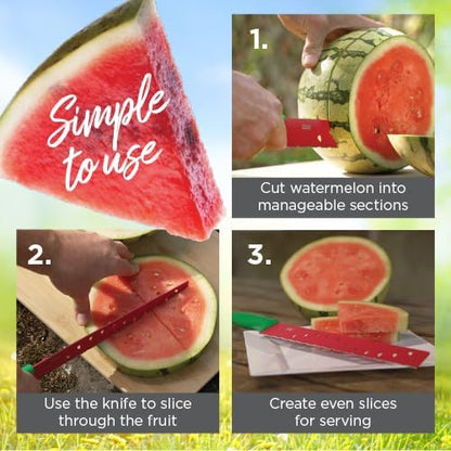 Watermelon Knife, Serrated Fruit Slicer for Watermelon and Large Fruit, Long Blade for Clean Slicing, Easy Cutting Tool