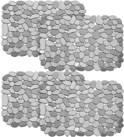 Kitchen Sink Mat Pebble Protect Mat PVC Eco-friendly Adjustable Stainless steel/ Porcelain Dish Drying Pad Protector for Bottom of Kitchen Sink, 15.8 x 11.8 inches (2 Pack, Black and Gray)