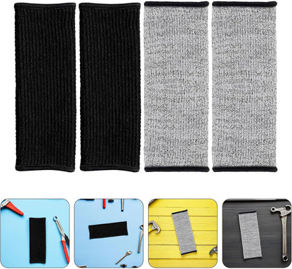 Cut Resistant Puncture Resistant Arm Sleeves 20cm Forearm Protective Work Safety Guards for Welding Gardening Kitchen 2 Pairs (gray + Black)