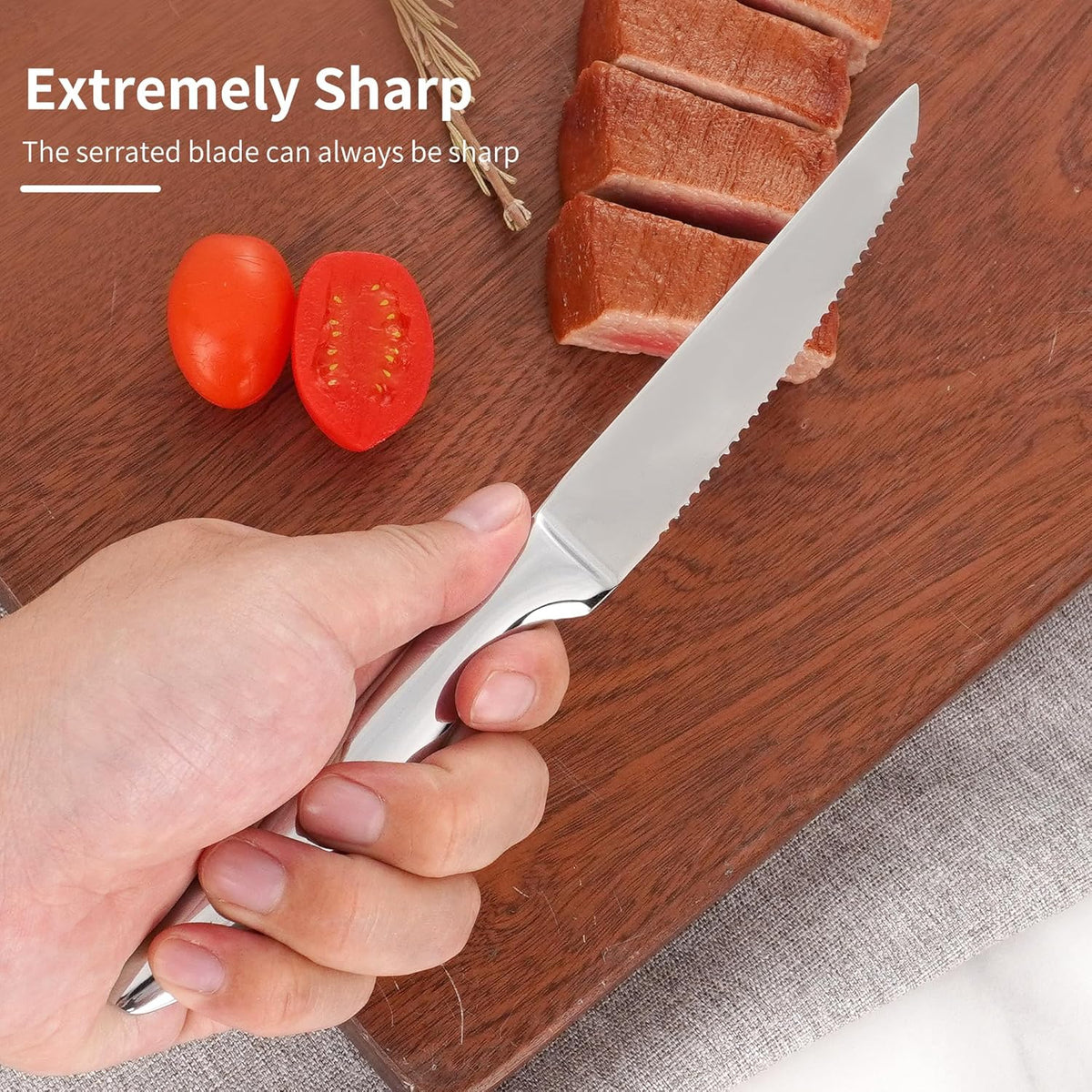 Steak Knife Set of 8, Serrated Steak Knife, Kitchen Steak Knives, Steak Knives Dishwasher Safe, Stainless Steel Knives
