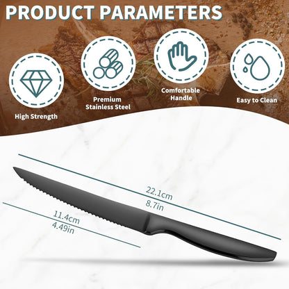 Steak Knife Set of 8, Serrated Steak Knife, Kitchen Steak Knives, Steak Knives Dishwasher Safe, Stainless Steel Knives