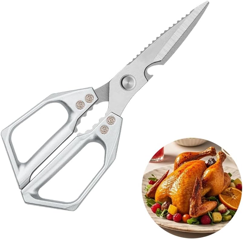 Kitchen Shears， All Purpose Heavy Duty Poultry Shears, Ultra Sharp Japanese Meat Scissors, ，Dishwasher cleaning Safe tainless Steel Comfort Grip Handle Kitchen Scissors for Food, Chicken Bones, Turkey