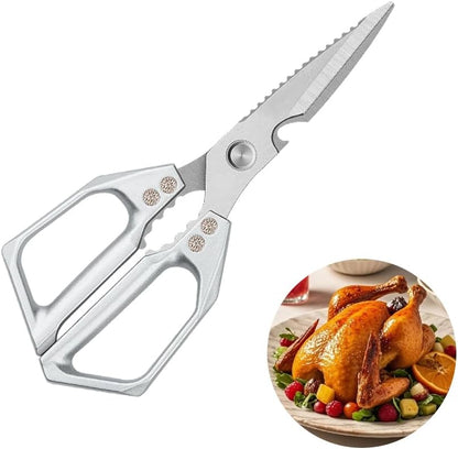Kitchen Shears， All Purpose Heavy Duty Poultry Shears, Ultra Sharp Japanese Meat Scissors, ，Dishwasher cleaning Safe tainless Steel Comfort Grip Handle Kitchen Scissors for Food, Chicken Bones, Turkey