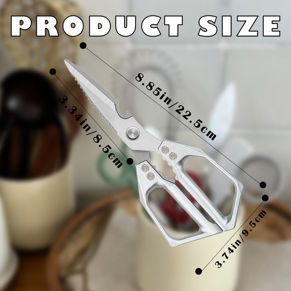 Kitchen Shears， All Purpose Heavy Duty Poultry Shears, Ultra Sharp Japanese Meat Scissors, ，Dishwasher cleaning Safe tainless Steel Comfort Grip Handle Kitchen Scissors for Food, Chicken Bones, Turkey