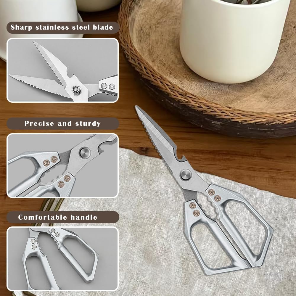 Kitchen Shears， All Purpose Heavy Duty Poultry Shears, Ultra Sharp Japanese Meat Scissors, ，Dishwasher cleaning Safe tainless Steel Comfort Grip Handle Kitchen Scissors for Food, Chicken Bones, Turkey