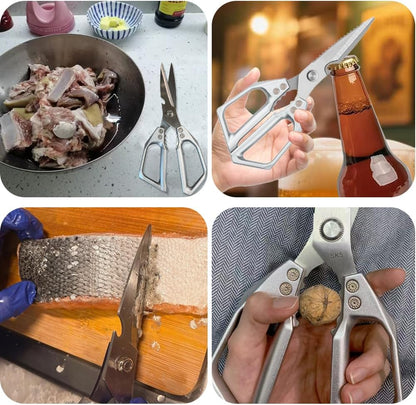 Kitchen Shears， All Purpose Heavy Duty Poultry Shears, Ultra Sharp Japanese Meat Scissors, ，Dishwasher cleaning Safe tainless Steel Comfort Grip Handle Kitchen Scissors for Food, Chicken Bones, Turkey