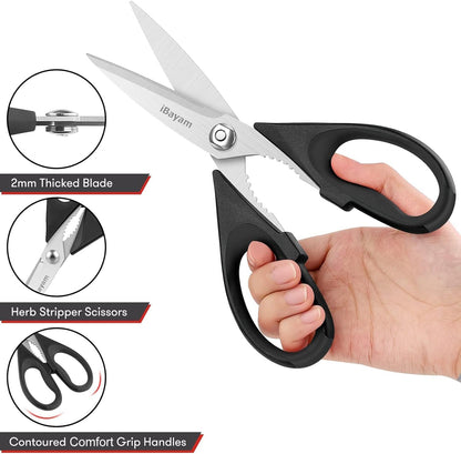 iBayam Kitchen Scissors Shears All Purpose Heavy Duty, Protective Sheath