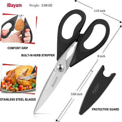 iBayam Kitchen Scissors Shears All Purpose Heavy Duty, Protective Sheath