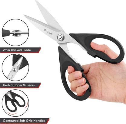 iBayam Kitchen Scissors Shears All Purpose Heavy Duty, Protective Sheath