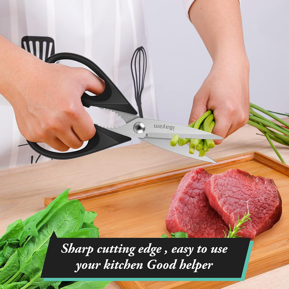 iBayam Kitchen Scissors Shears All Purpose Heavy Duty, Protective Sheath