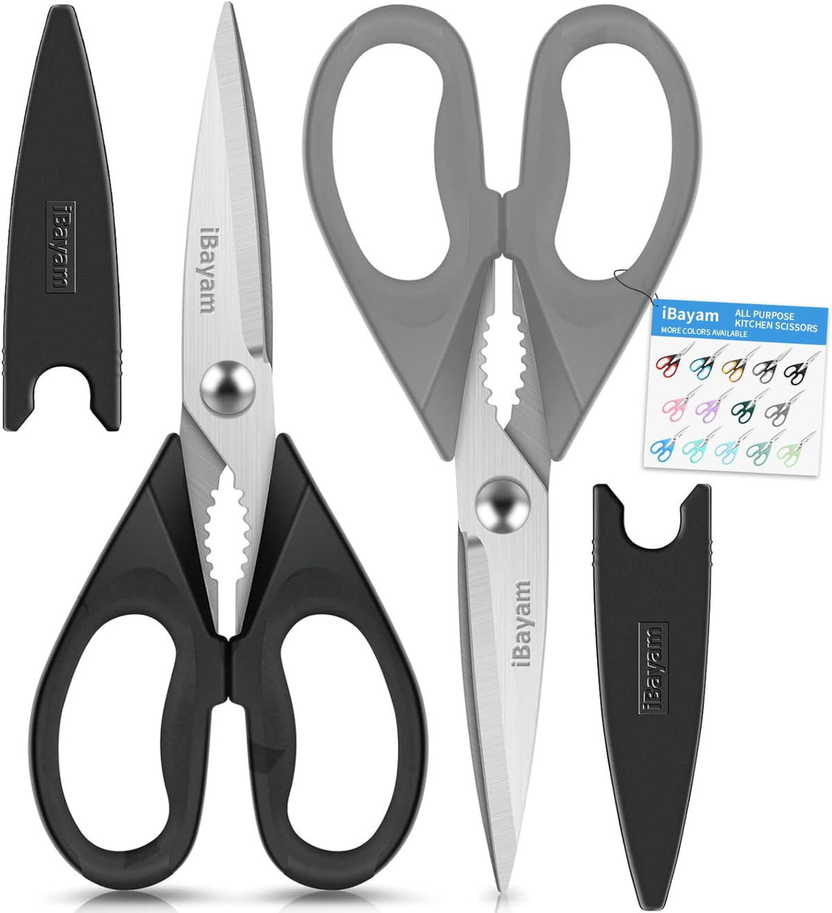 iBayam Kitchen Scissors Shears All Purpose Heavy Duty, Protective Sheath
