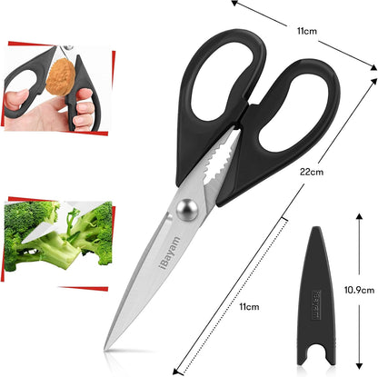 iBayam Kitchen Scissors Shears All Purpose Heavy Duty, Protective Sheath