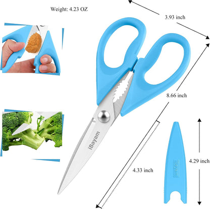 iBayam Kitchen Scissors Shears All Purpose Heavy Duty, Protective Sheath