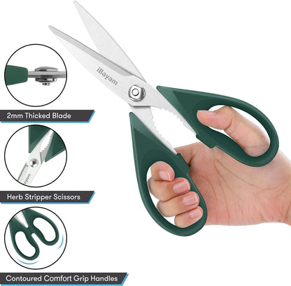 iBayam Kitchen Scissors Shears All Purpose Heavy Duty, Protective Sheath