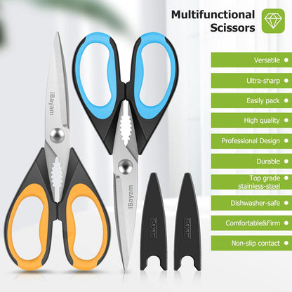iBayam Kitchen Scissors Shears All Purpose Heavy Duty, Protective Sheath