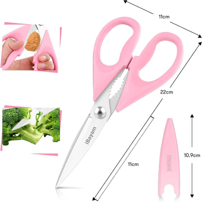 iBayam Kitchen Scissors Shears All Purpose Heavy Duty, Protective Sheath