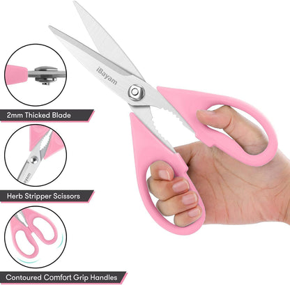 iBayam Kitchen Scissors Shears All Purpose Heavy Duty, Protective Sheath