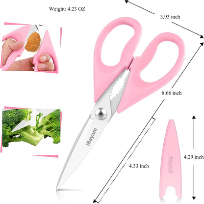 iBayam Kitchen Scissors Shears All Purpose Heavy Duty, Protective Sheath