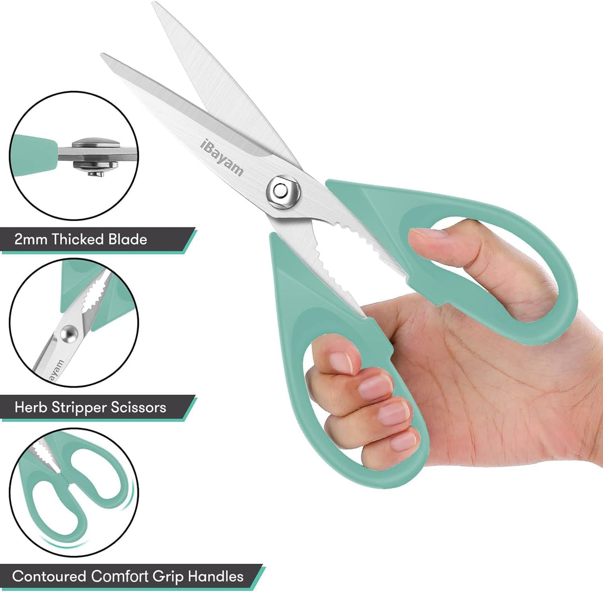 iBayam Kitchen Scissors Shears All Purpose Heavy Duty, Protective Sheath