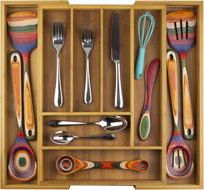 Kitchen Drawer Organizer, Expandable Silverware Organizer and Utensil Holder, 8 Compartments with Dividers